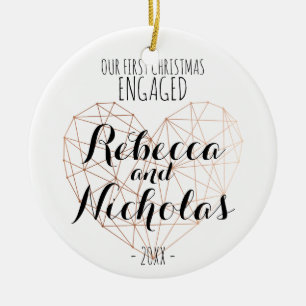 En Céramique Ornement rose de premier coeur géométrique de No