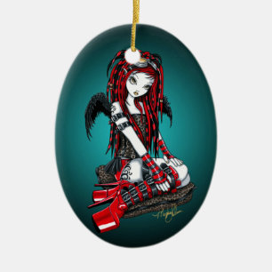 En Céramique Ornement rouge "cramoisi" d'ange de Goth de Cyber