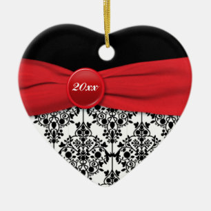 En Céramique Ornement rouge et noir de souvenir de Noël de