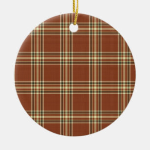 En Céramique Ornement Tartan Brown