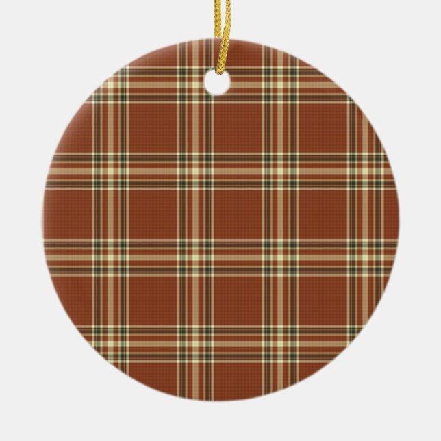 En Céramique Ornement Tartan Marron (Devant)