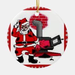 En Céramique Père Noël vintage & Ornement de brûleur de poêle à