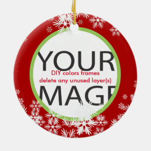 En Céramique PixDezines - Ornement photo personnalisé/couleurs 