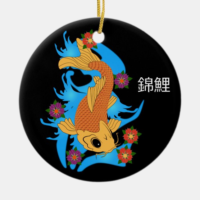 En Céramique Poissons de Koi de dragon d'eau, ornement (Devant)