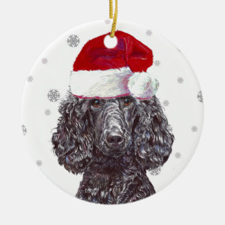 En Céramique Poodle - Noël Chapeau Bauble Décoration