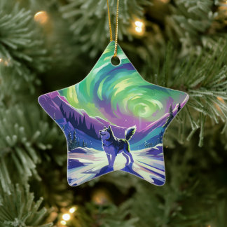 En Céramique Portrait de chien Husky Ornement d'animal de compa