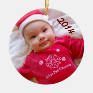 En Céramique Premier ornement de photo de Noël du bébé