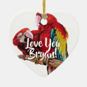 En Céramique Red Macaw Art Love You Mans Nom Décoration