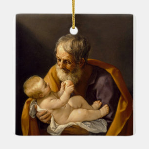 En Céramique Saint Joseph et le Christ Ornement de l'enfant