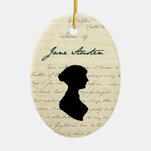 En Céramique Signature de Jane Austen et ornement de silhouette