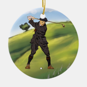 En Céramique Vintage look Golfer Golf Ornement Pendentif