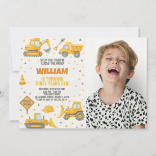 En construction Anniversaire Invitation avec photo