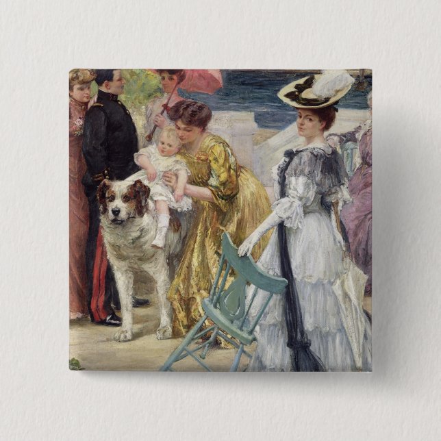 En Famille 2 Inch Square Button (Front)