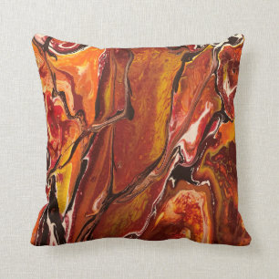 En feu Coussin avec abstrait jaune, rouge, orange