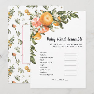 En fleurs Carte de jeu de mots mêlés pour baby s