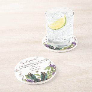 En Grès Accueil Bridesmaid Dessous de verre d'oiseaux Vint