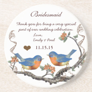 En Grès Accueil Bridesmaid Dessous de verre d'oiseaux Vint