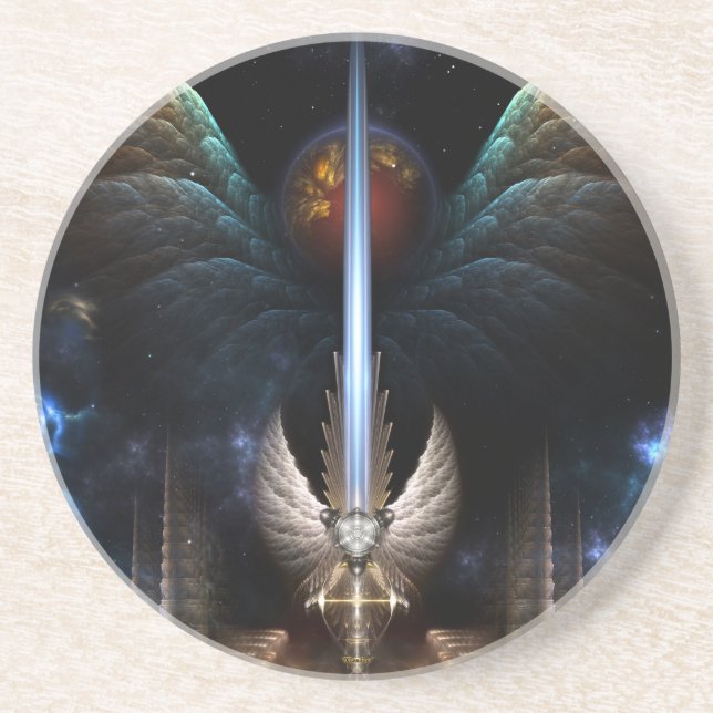 En Grès Angel Aile Épée De Dessous de verre Arkledieux IMW (Devant)