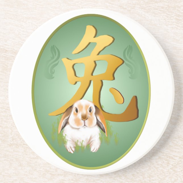 En Grès Année des dessous de verre de lapin (Devant)