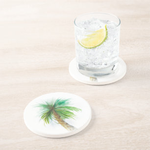 En Grès Aquarelle Palm Palmetto Arbre Dessous de verre