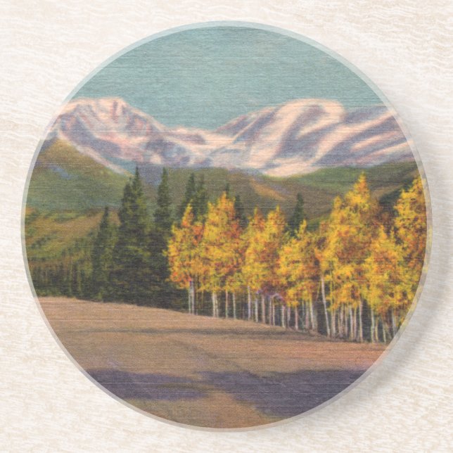 En Grès Automne Dans Le Dessous de verre Des Rocheuses (Devant)