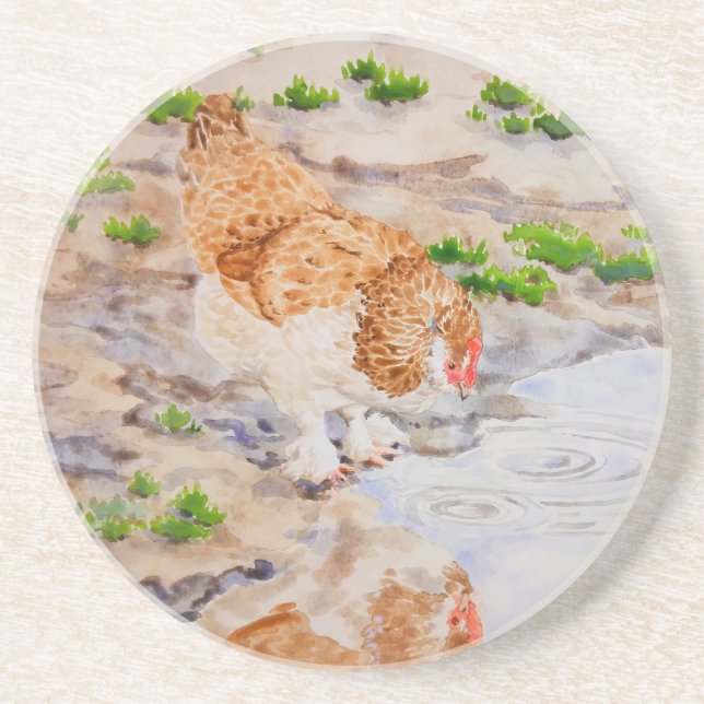 En Grès Automne le Dessous de verre du poulet (Devant)