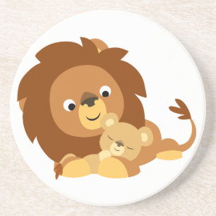 En Grès Cartoon adorable Lion Papa et Dessous de verre de