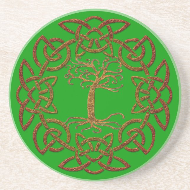 En Grès Celtic Circle & Tree Dessous de verre de boissons  (Devant)
