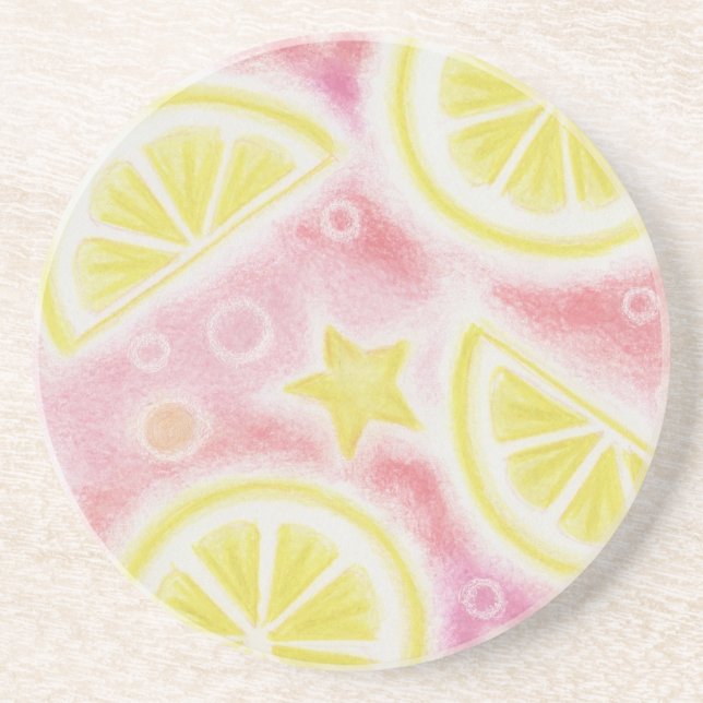 En Grès Citron rose dessous de verre (Devant)