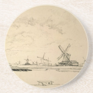 En Grès Croquis du dessous de verre des moulins à vent