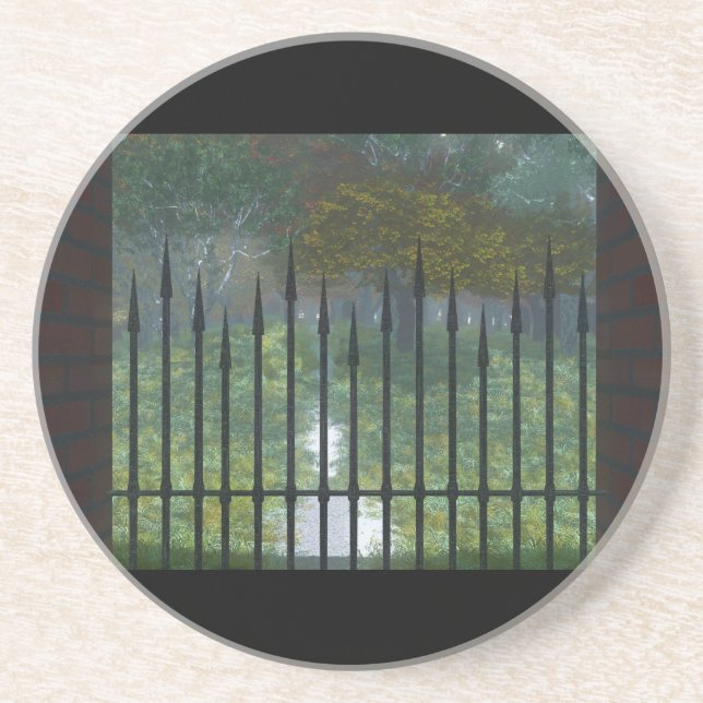 En Grès Dans l'ancien Dessous de verre forestier (Devant)