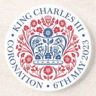 En Grès Dessous de verre 2023 Coronation - Bleu rouge