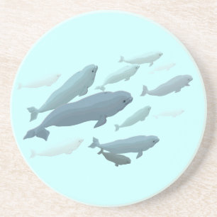 En Grès Dessous de verre à boire de béluga baleines Dessou