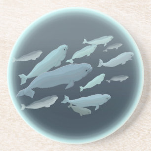 En Grès Dessous de verre à boire de béluga baleines Dessou