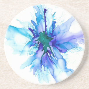En Grès Dessous de verre à fleur d'encre à alcool