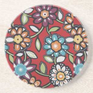 En Grès dessous de verre à fleurs hippie