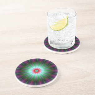 En Grès Dessous de verre à fleurs rayonnantes