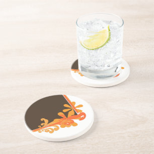 En Grès Dessous de verre à fleurs rétro