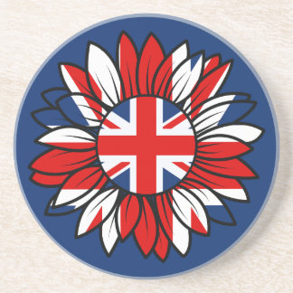 En Grès Dessous de verre à motif de tournesol avec drapeau