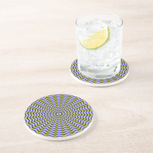 En Grès Dessous de verre à onduleurs bleu et jaune Zigzag