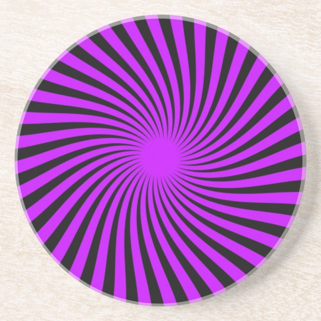 En Grès Dessous de verre à spirale noire et violette (Devant)