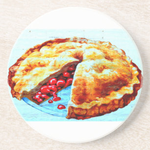 En Grès dessous de verre à tarte cerise
