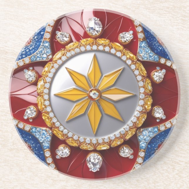 En Grès Dessous de verre aux couleurs colombiennes (Devant)