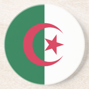En Grès Dessous de verre avec Drapeau d'Algérie