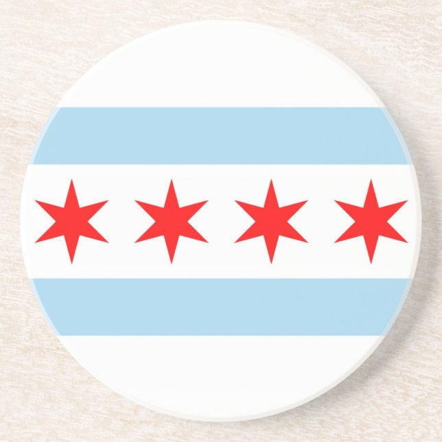 En Grès Dessous de verre avec Drapeau de Chicago, Illinois (Devant)
