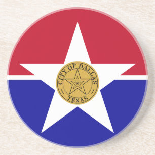 En Grès Dessous de verre avec Drapeau de Dallas, Texas, US