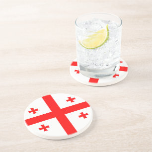 En Grès Dessous de verre avec Drapeau de Géorgie