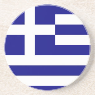 En Grès Dessous de verre avec Drapeau de Grèce