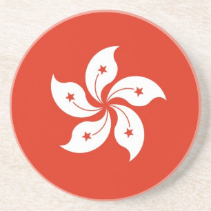 En Grès Dessous de verre avec Drapeau de Hong Kong, Chine