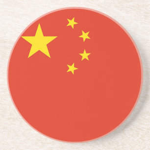 En Grès Dessous de verre avec drapeau de la Chine